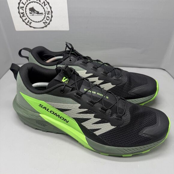 SALOMON SENSE RIDE 5 BLACK GREEN GRECKO  RUNNING SNEAKERS Men Size 12.5 NEW main image 4